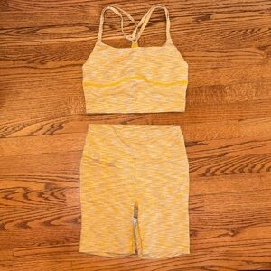 Yellow Space-Dyed Seamless Bralette & Bike Short Set